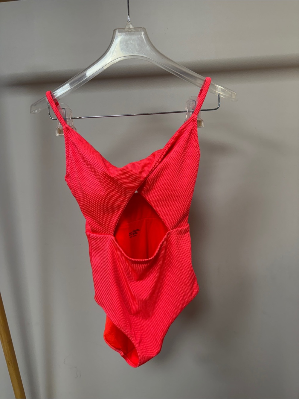 aerie Red Orange Textured One-Piece Swimsuit with Front Cutout